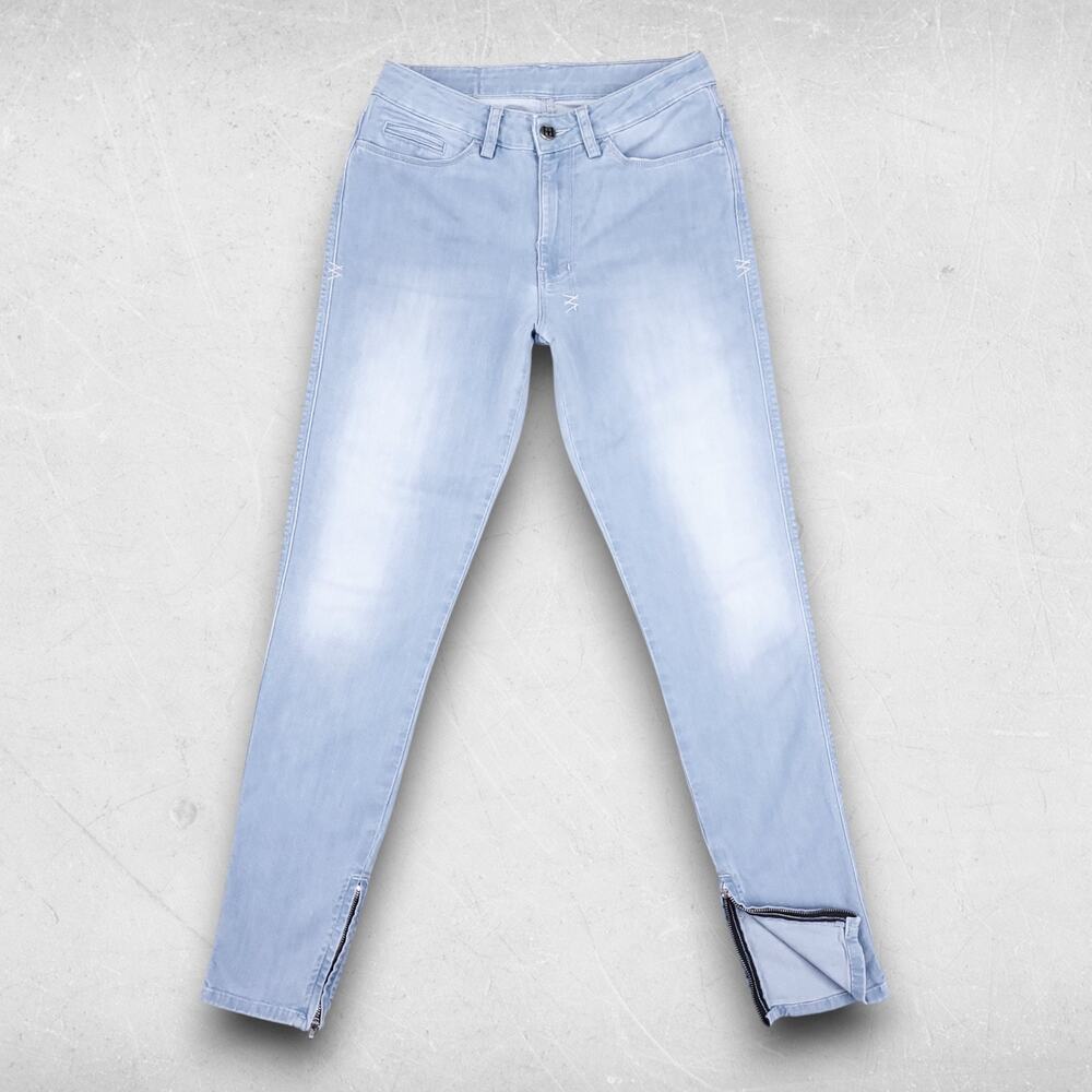 Ksubi Spray On Jeans Womens 27 Blue Zip Ankles Y2K Clean Girl Trendy Minimalist